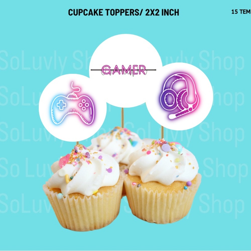 Gamer cupcake toppers